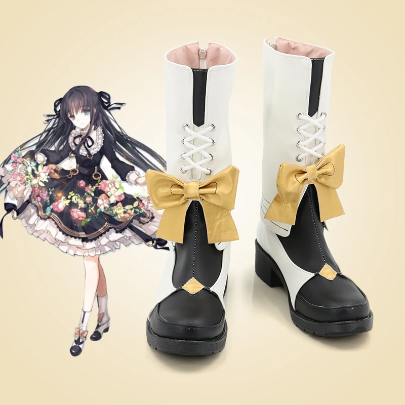 Cos Flower Tairitsu for Anime music game Costume Accessory Shoes Handmade lolita lovely Daily Female mid-calf boot