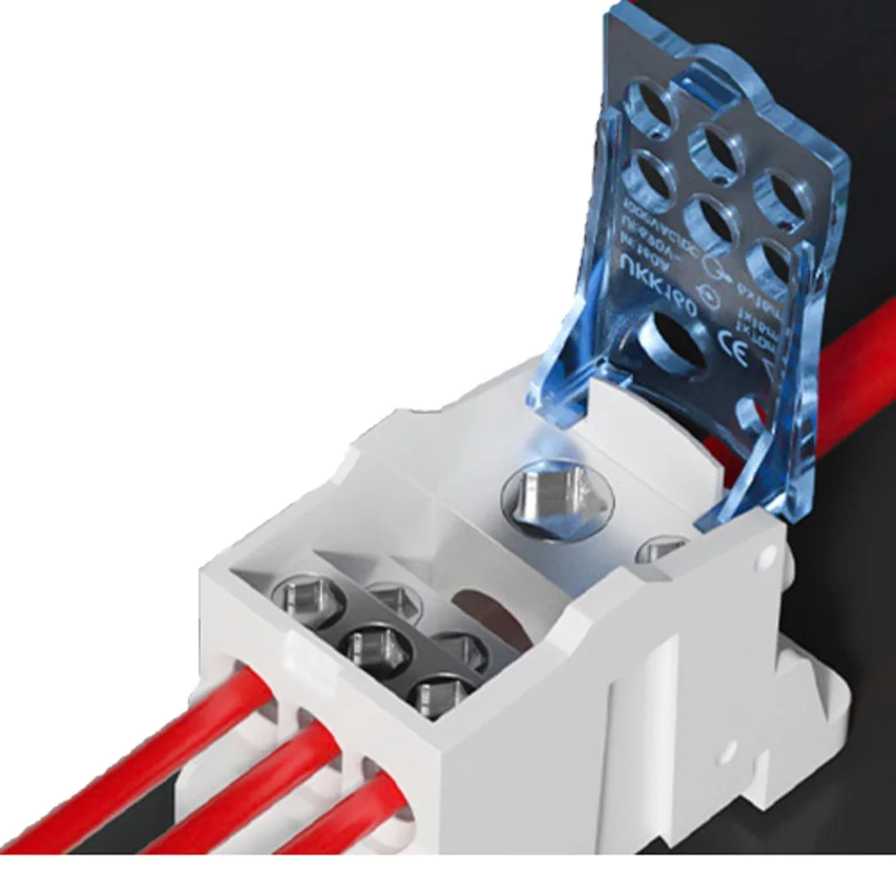UKK80A Electrical Power Distribution Junction Box Split Terminal Block with 1 Inlet 6 Outlets for Din Rail Mount AC 690V 80A