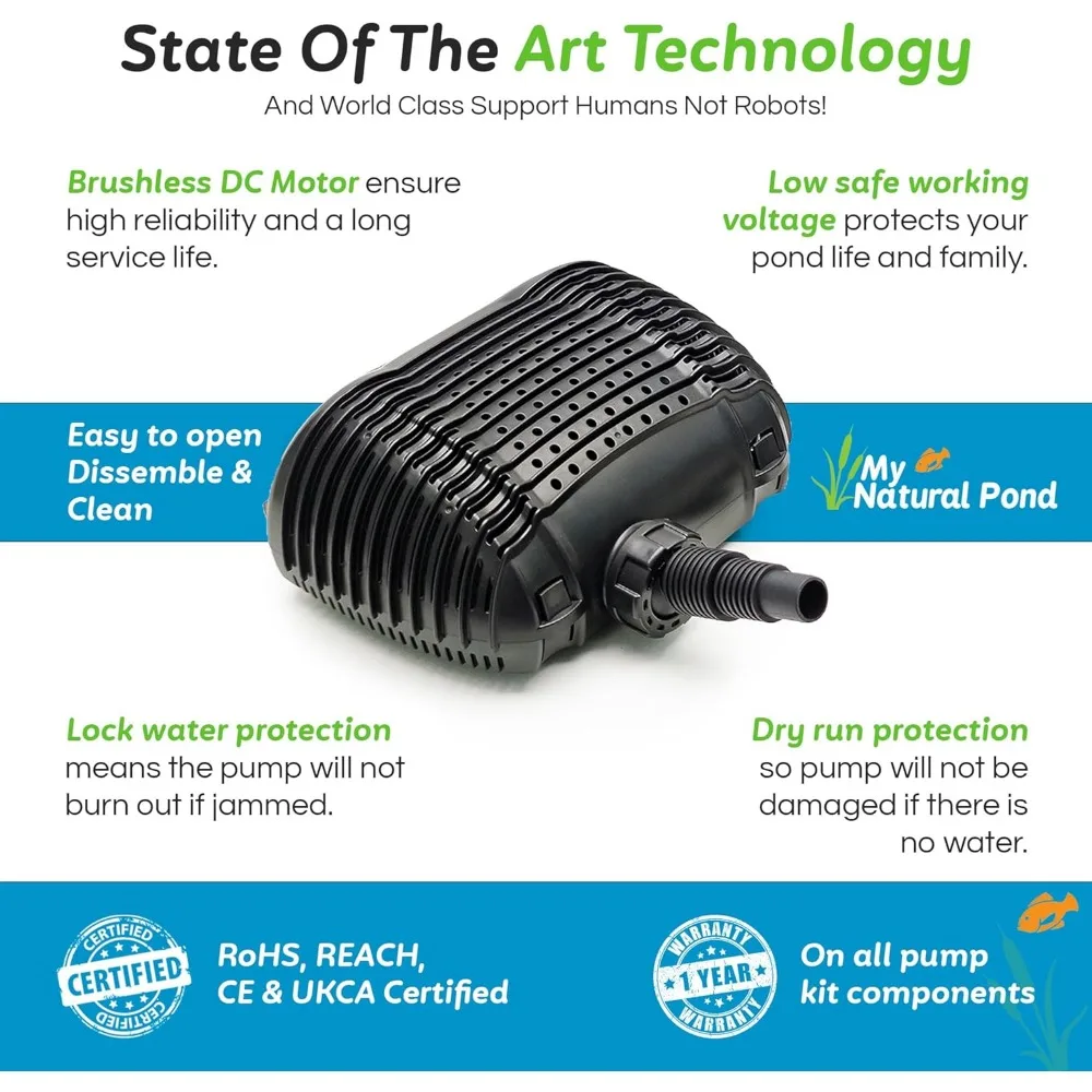 Dual Panel Solar Powered Submersible Pond Pump Kit Kit Weighs Over 30 pounds Ready to Connect to Waterfall or Filtration System