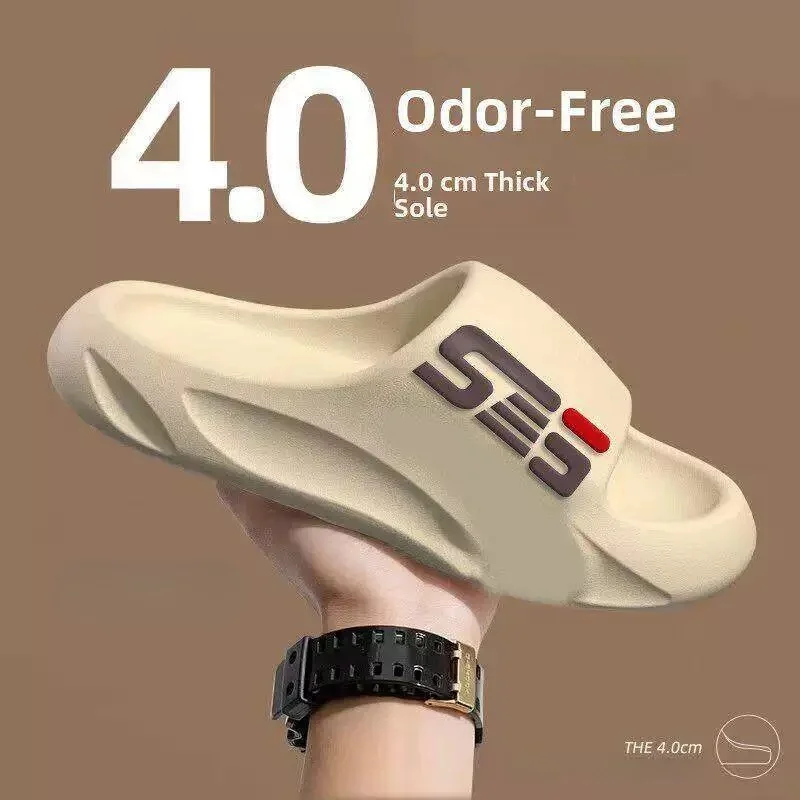 

2026 Summer Men's Slippers EVA Anti-Slip Wear-Resistant Sporty Flat Sandals Breathable Comfortable Luxury Hair Slippers