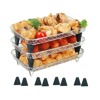 닌자 듀얼 바구니용 에어 프라이어 랙, 베이컨 랙 쌓기, 닌자 DZ201, DZ401 용 에어 프라이어 액세서리, 3 레이어