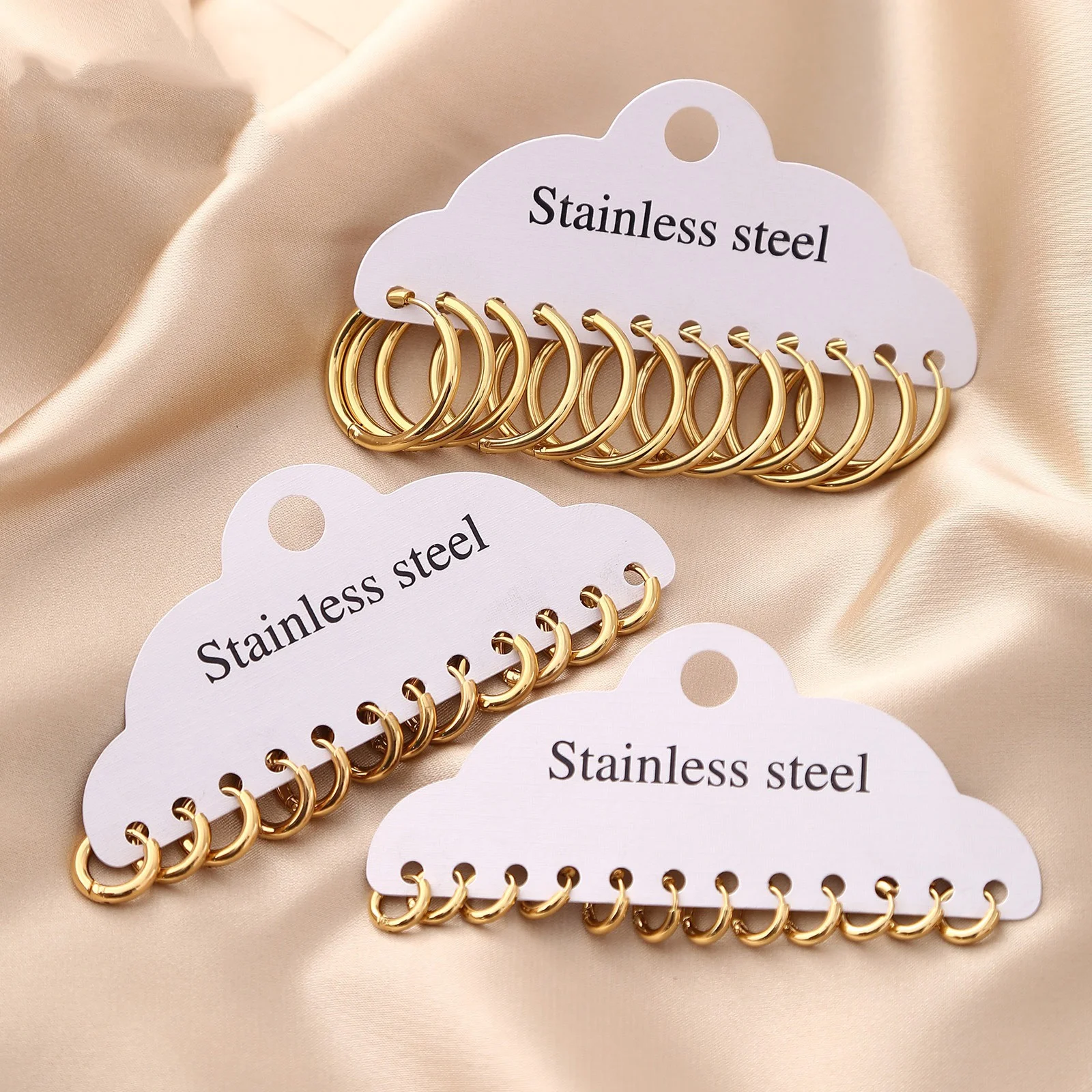 12pcs/Pack Minimalist Hoop Earrings for Women Multi‑Color Stainless Steel Hypoallergenic Round Huggie Hoops Daily Wear Jewelry