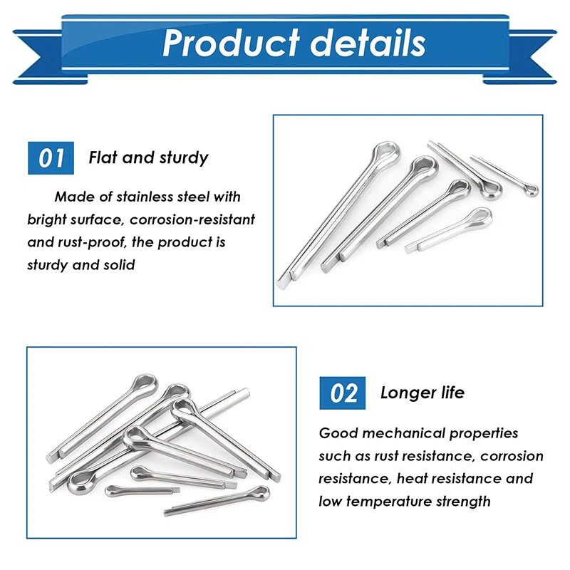 10-50pcs, 13 Size Available Stainless Steel Cotter Pin, Rustproof Lock Pin for Trailer Hitch, Axle, Automotive view 3