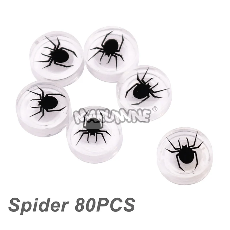 Marumine 80PCS Halloween Building Blocks Parts with Printing Spider Cobweb Pumpkin Head Ghost DIY Bricks Accessories 98138