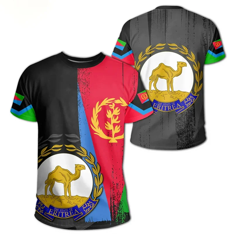 

Summer New Men's Round Neck Short Sleeve Printed Casual Loose Street African Zone Clothing - Eritrea Flag T-Shirt Women Kid Tops
