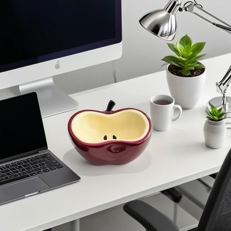 Cute Apple Ceramic Ashtray with Cover Anti-fly Ash Living Room Decoration Ashtray Office High-end Ornaments