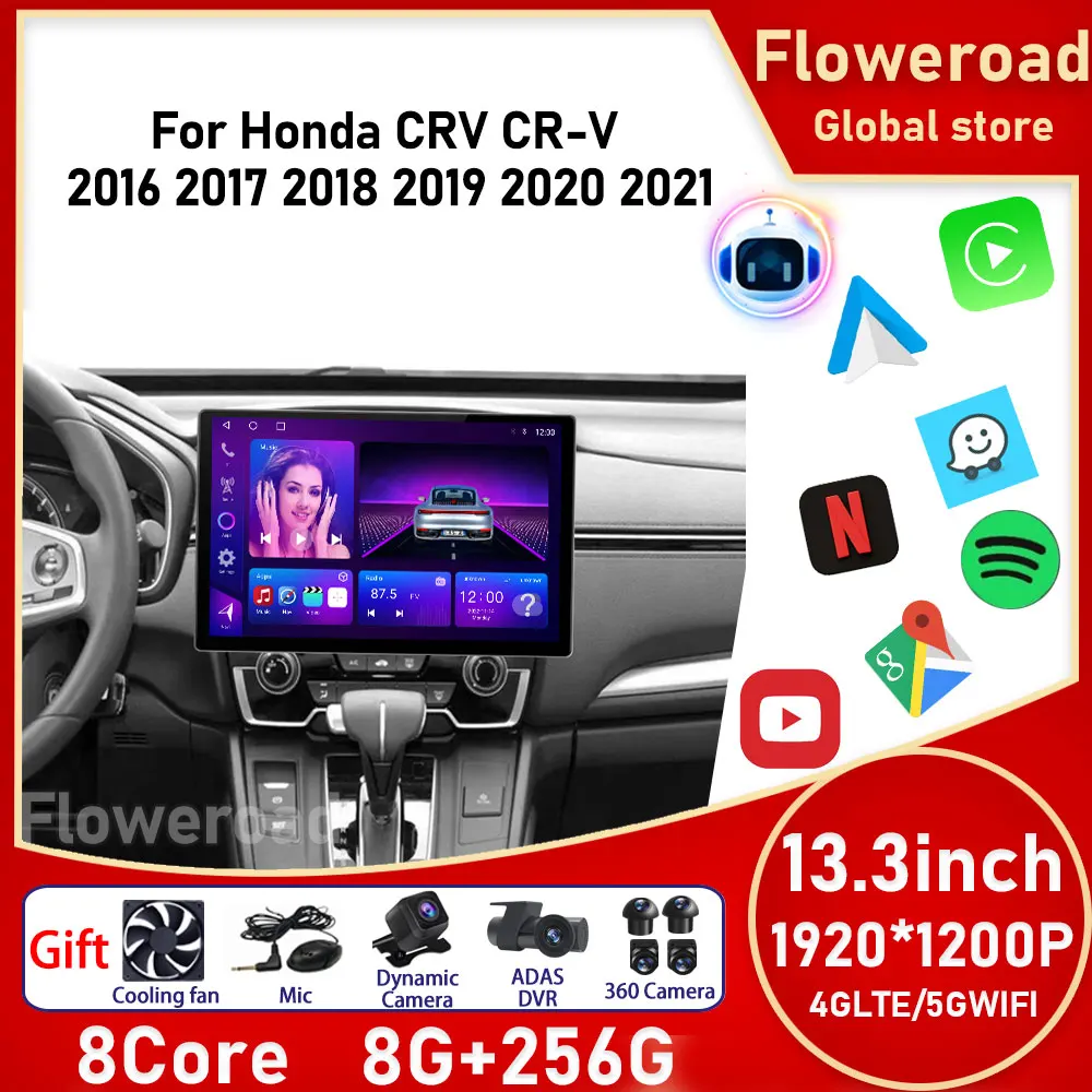 

Автомобильное радио с голосовым управлением AI для Honda CRV CR-V 5 RT RW 2016 - 2018 Android, автомобильное мультимедийное навигационное головное устройство