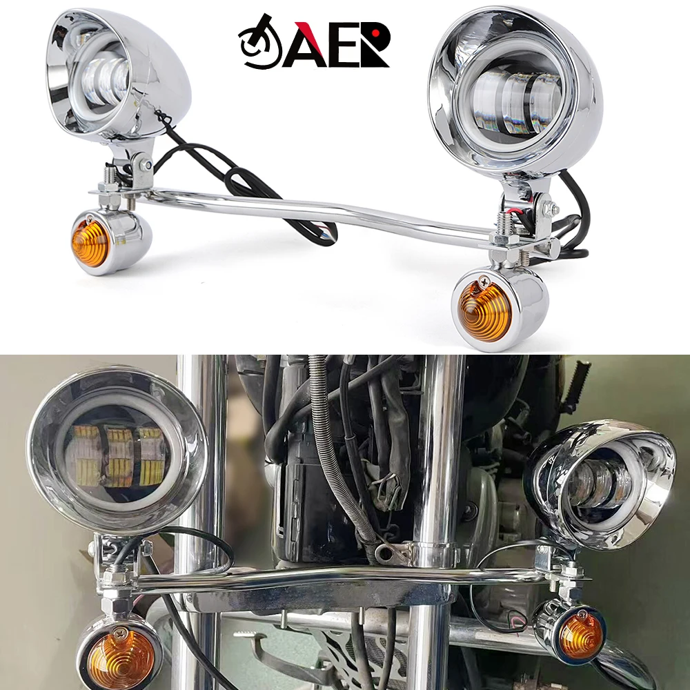 Passing Lights Bar Turn Signals Set for Yamaha V-Star XVS 650 950 1100 for Suzuki Boulevard Intruder for Honda VTX VT 750 1300