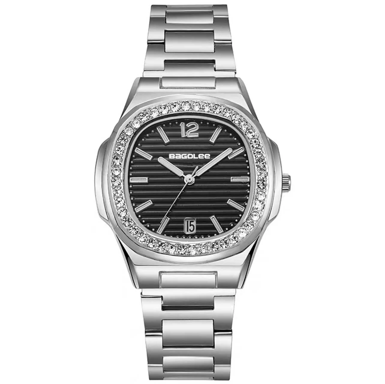 

Мужские деловые кварцевые часы, модные роскошные часы из сплава с бриллиантами, роскошный подарок, кварцевые винтажные наручные часы с датой, серебро Montre Homme