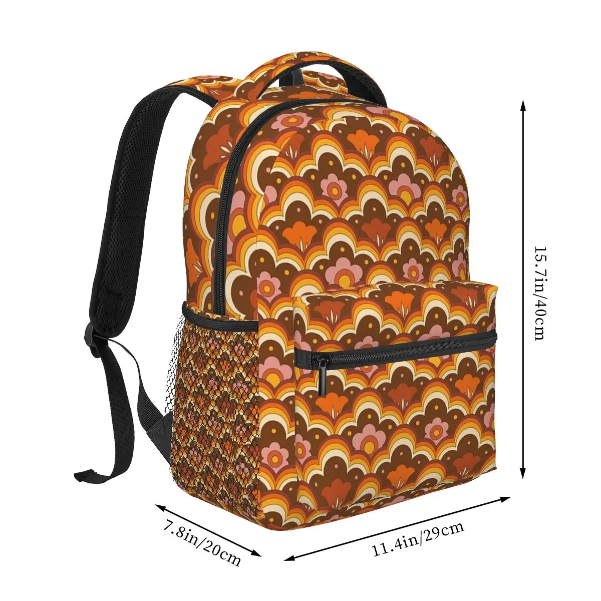 70s 60s ريترو مخدر زهرة السلطة ، الأزهار نمط حقيبة الظهر رائجة البيع Daypack سعة كبيرة الأطفال BookBag حقائب كتف #2