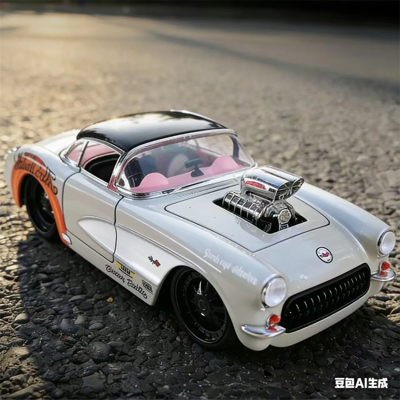 

Масштабная модель спортивного автомобиля 1:24 1957 Corvette C1 из сплава, литая под давлением, классическая гоночная машина, имитация, подарок для детей