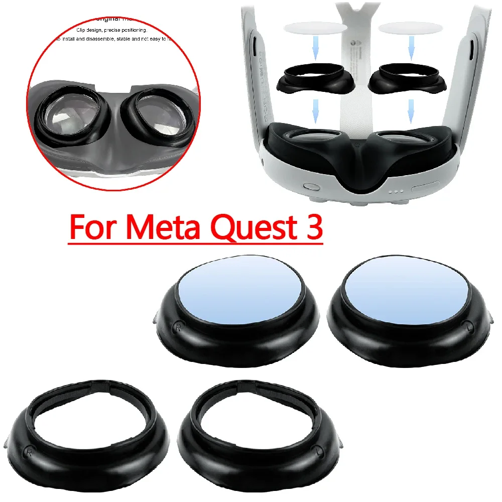 Image of Korrektionsgläser mit Blaulichtfilter für Meta Quest 3, Schnellmontage-Rahmen + Brillengläser für Quest 3 VR-Zubehör