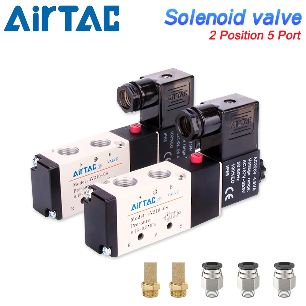 

AirTAC Pneumatic Solenoid Valve Single Coil Pilot-Operated Electric 5/2 Way Connection Type 4V 1/4"PT