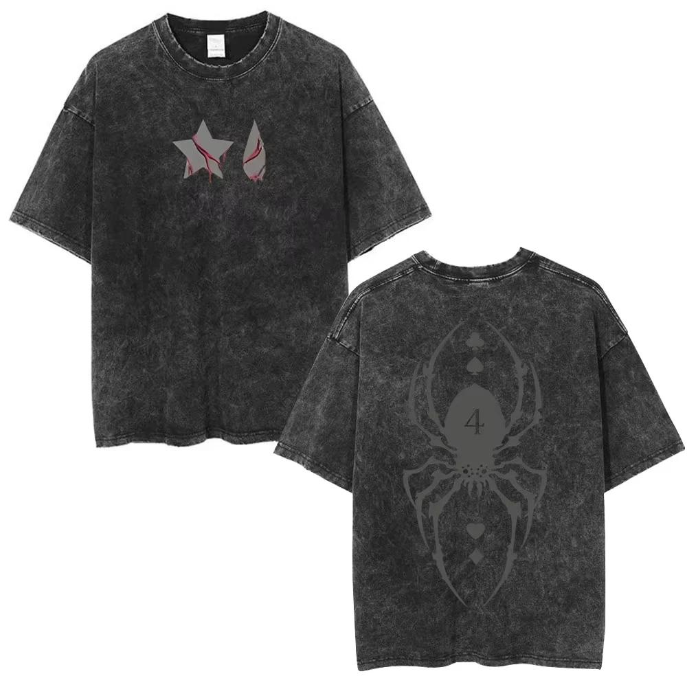 Black Hunter X Hunter Anime Graphic T‑shirt Unisex Casual Fashion Pure Cotton Washed Short Sleeve Streetwear Tops