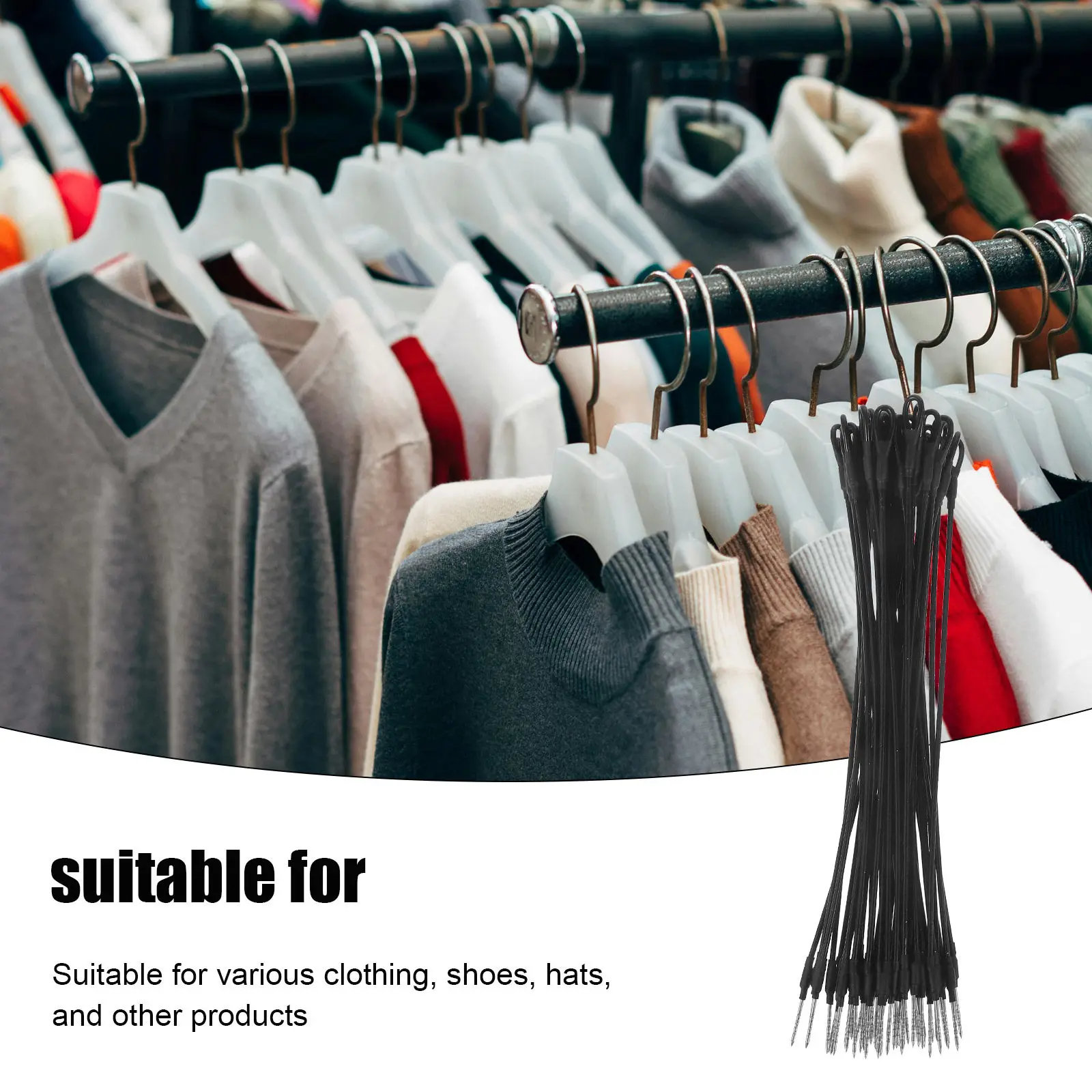 50Pcs Retail Tag Fastener String Anti-Theft Steel Wire Cord for Clothing Boutiques Shoes Hats Goods Price Tag Security view 6