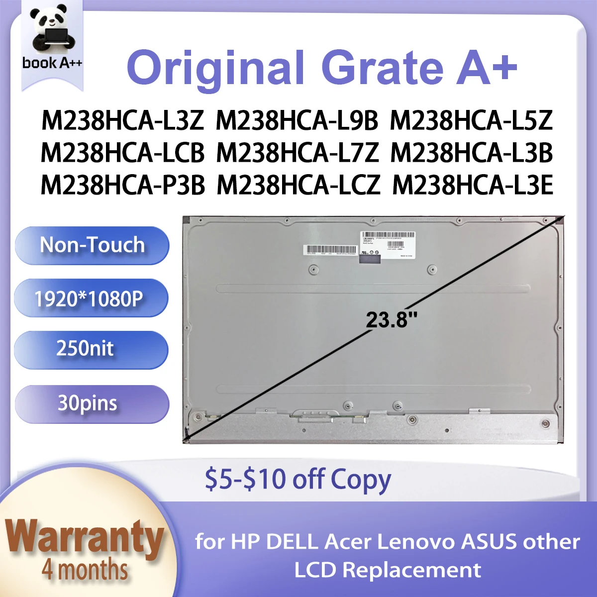 

Оригинальный новый 23,8 "M238HCA L3B M238HCA L3Z M238HCA L5Z M238HCA L7Z LCB LCZ P3B L9B IPS 30-контактный FHD для ЖК-дисплея HP