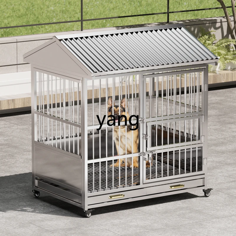 LH Outdoor Stainless Steel Dog Cage Outdoor Rainproof Kennel Thickened Dog Cage