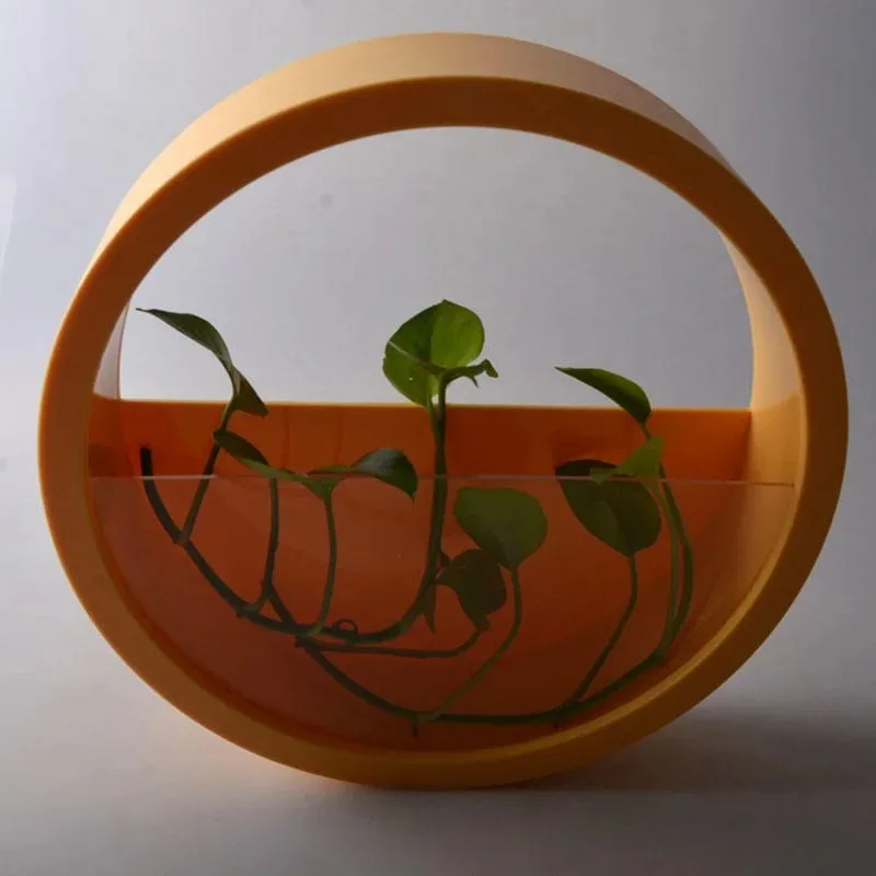 Nordic color resin round wall hanging hydroponic flower pot fish tank indoor or outdoor balcony terrace home decoration
