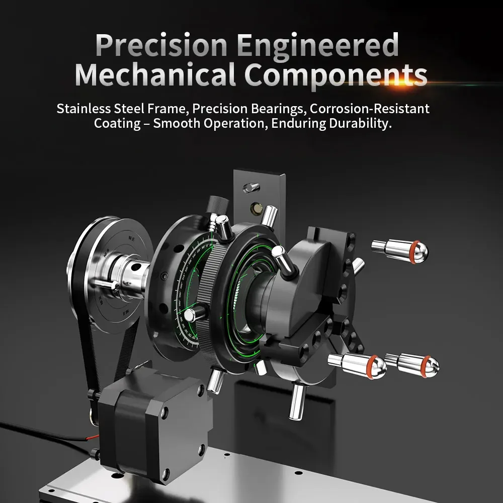2025 Upgraded NEJE R6 9-in-1 Micron-Level Rotary Attachment — A-Axis Quick Operation Chuck / Roller Rotary