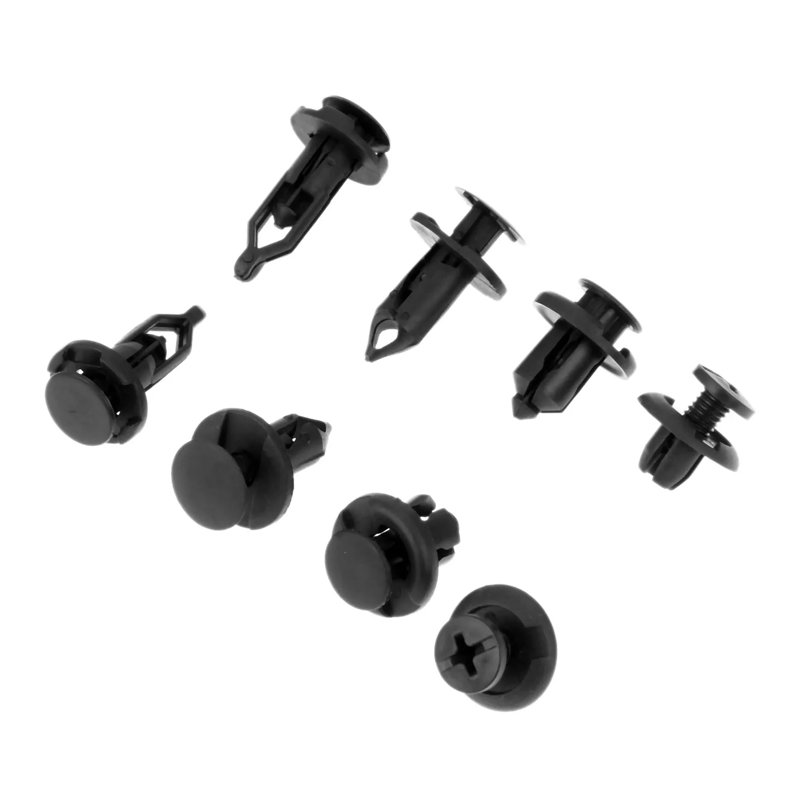 

40pcs Plastic Rivets Black 7.5-10mm Hole Size Fit for Carpet Door Cards Roof Lining Engine Covers Landing Panels 4 Types