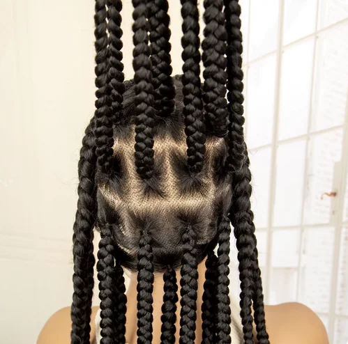 Pelucas trenzadas Peluca delantera de encaje sintético 360 Pelucas trenzadas de cornrow de encaje con pelo de bebé Peluca trenzada sin nudos de 38 pulgadas para mujeres negras