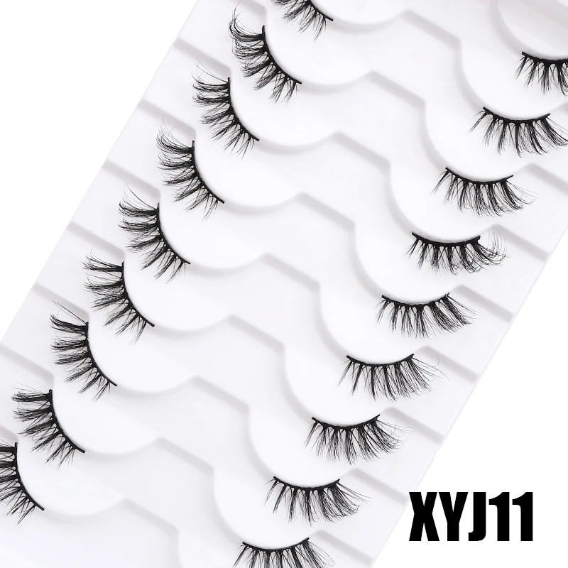 DINGSEN 10 Paar Natürliche Wimpern Halblange Katzenaugen-Wimpern 3D Kunstnerz Flauschige Wimpern Flügelige Falsche Wimpern – Detail 18