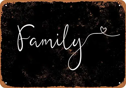 Wall-Color 7 x 10 Metal Sign - Family (Black Background) - Vintage Look