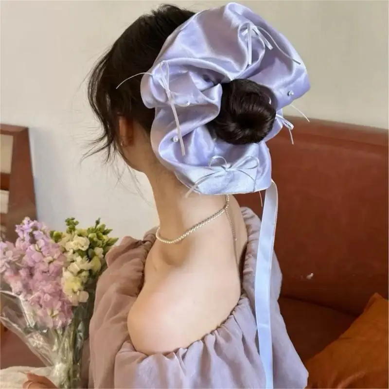 High-Grade Bow Pearl Ribbon Satin Hairband Hair Accessories For Women