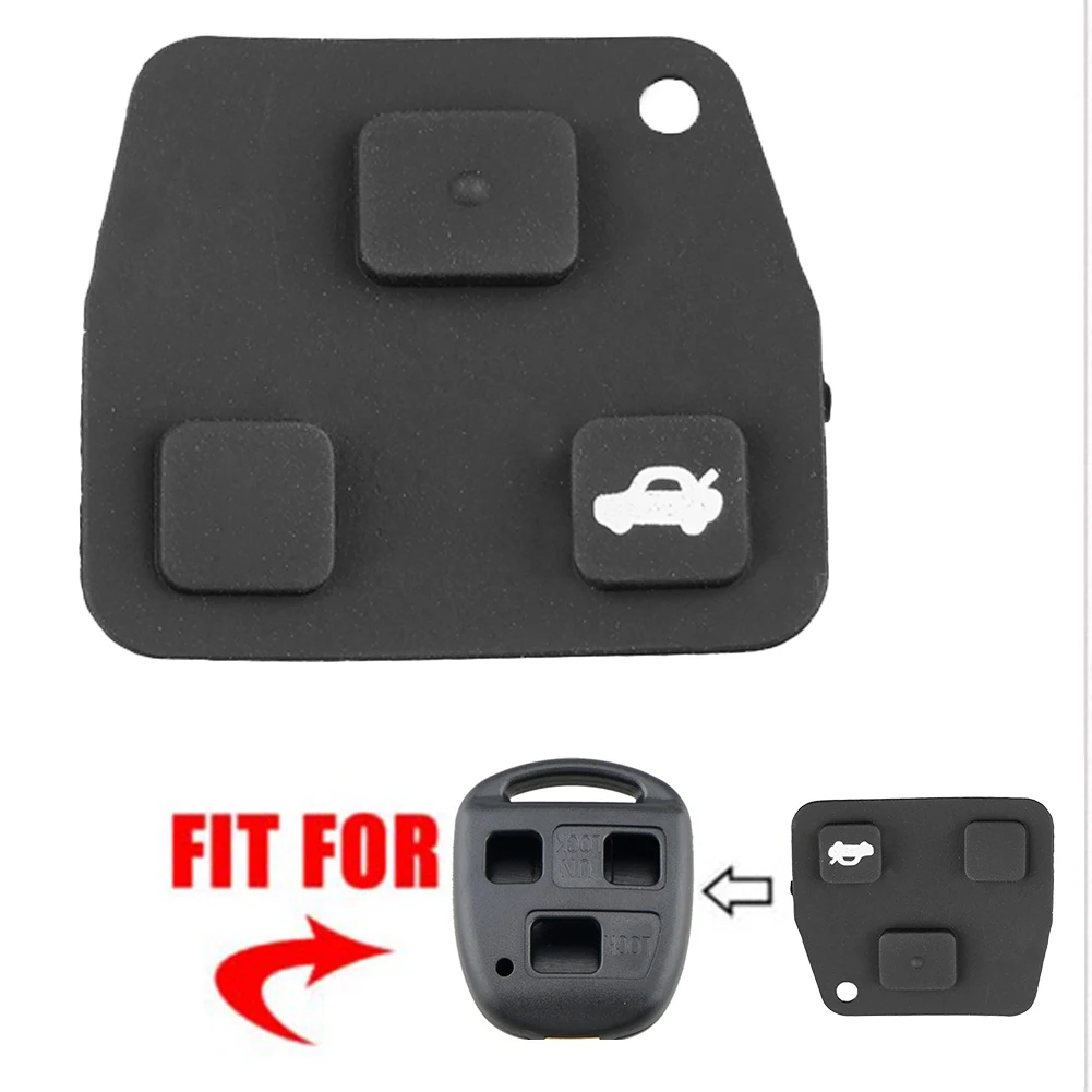 3 Button Silicone Car Remote Key Pad Black Rubber Keypad Replacement Fob Case Cover Shell for Toyota Avensis Camry Corolla