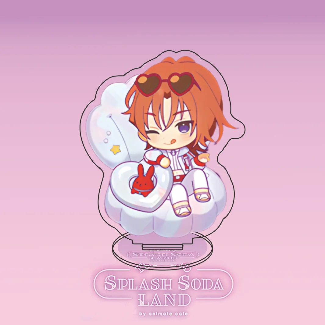 New Splash Soda Land Animate Cafe Series Acrylic Stand Q Version Boys Character Cloud Base Desktop Ornament Cute Anime Keychain