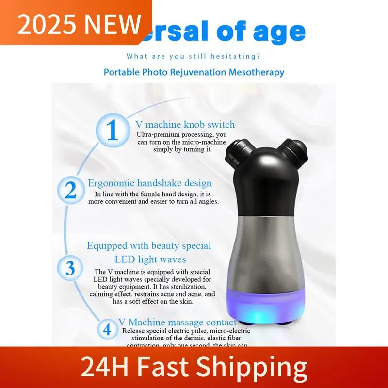 2025 Trend Mesotherapy Facial Electroporation RF Radio Frequency LED Photon Face Lifting Tighten Wrinkle Massager EU Plug