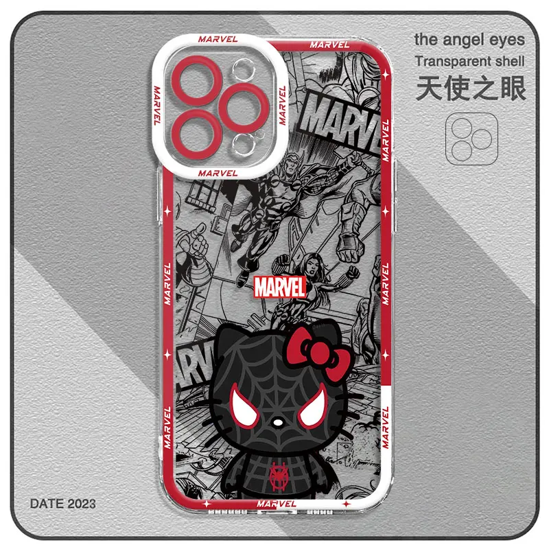 Marvel Spidermans Cartoon Cute Case for iPhone 15 16 Plus XR 13 16 Pro Max 14 Pro 12 Mini X XS SE 11 Bag Transparent Soft Cover