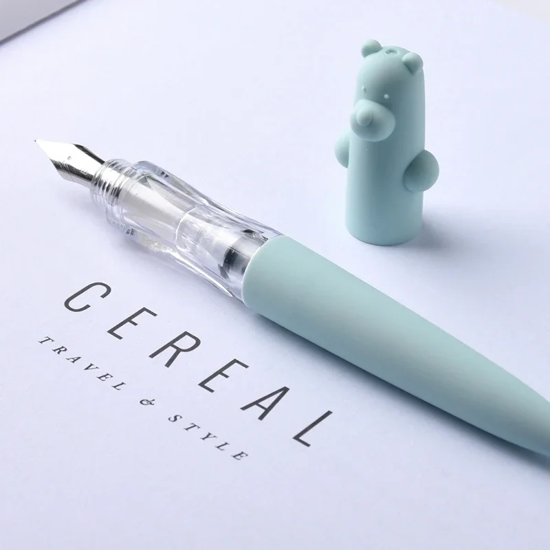 Cute Kawaii Little Bear Fountain Pen EF F for Student Handwriting Painting Posture Correction Writing Stationery School Supplies