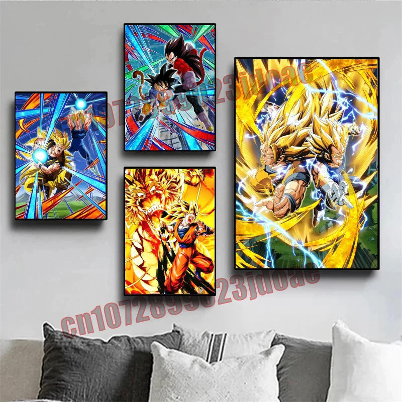 

Anime Dragon Ball Goku Kakarot Vegeta Super Saiyan Battle Scene Frameless HD Canvas Painting Home Jewelry Christmas Party Gift