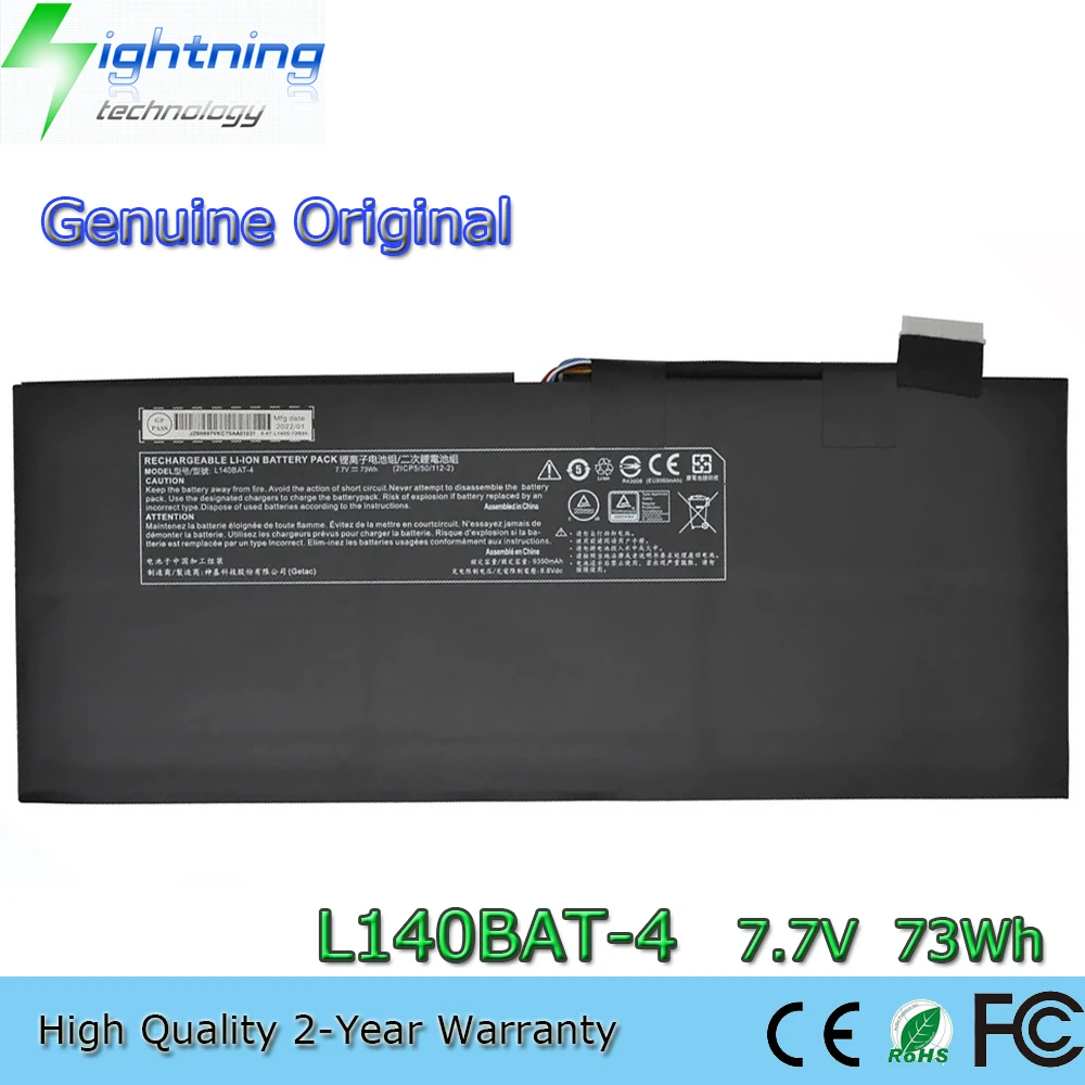 

New Genuine Original L140BAT-4 7.7V 73Wh Laptop Battery for Clevo L140CU L141CU L140MU L141MU Lemp9 System76 Darter Pro 2021