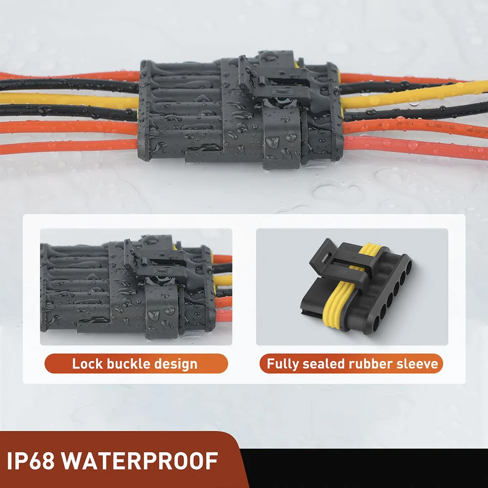 260PCS 6pin Electrical Connector Plug Male And Female Terminal Wire Waterproof Connector Truck Motorcycle Marine Connector