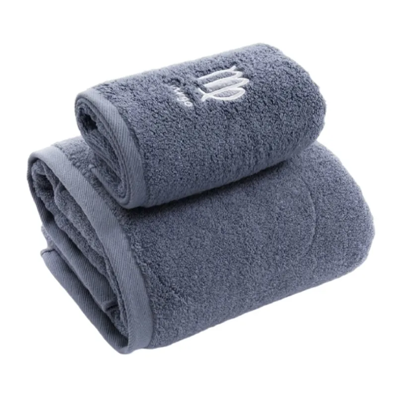 

Inyahome 35x75cm 70x140cm Thick Cotton Bath Towels Set Embroidered Constellation Luxury Shower Towel Set for Daily Gym Sport Use