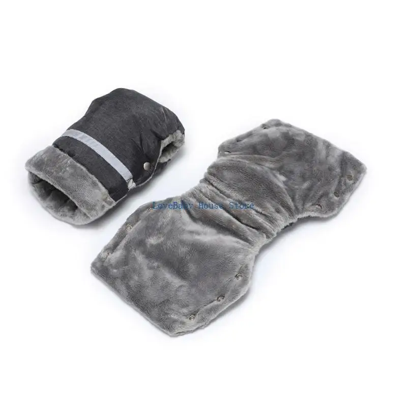 BX0D 1 par guantes impermeables para cochecito bebé manoplas cálidas invierno con adornos reflectantes decoración para