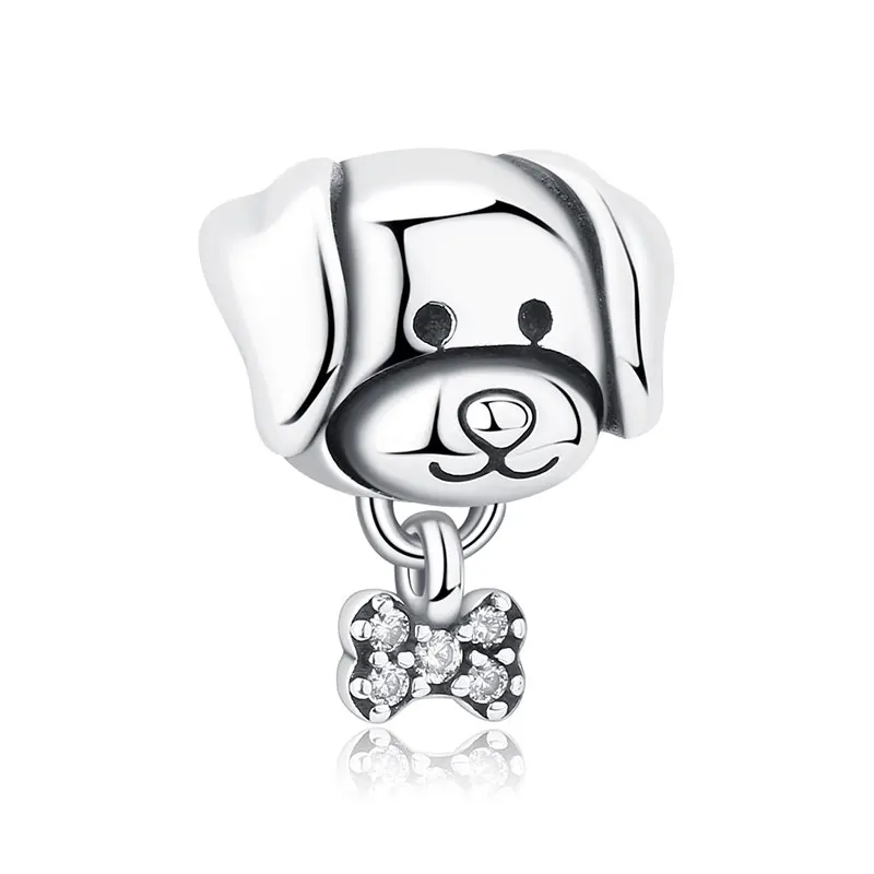 Original 925 Sterling Silber Charms Liebes-Tiermotiv Hund Katze Pfotenabdruck Anhänger Perlen Passend für Marken-Armbänder Halsketten Damen DIY Schmuck