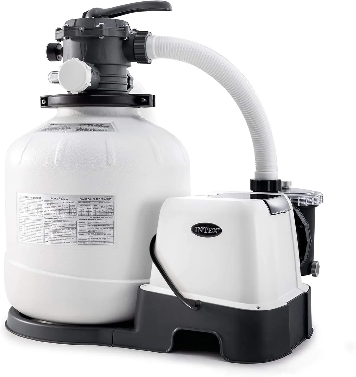 Bomba de filtro de arena y sistema de agua salada para piscinas de hasta 15.000 galones, Krystal Clear: control automático de algas y natación sobre el suelo