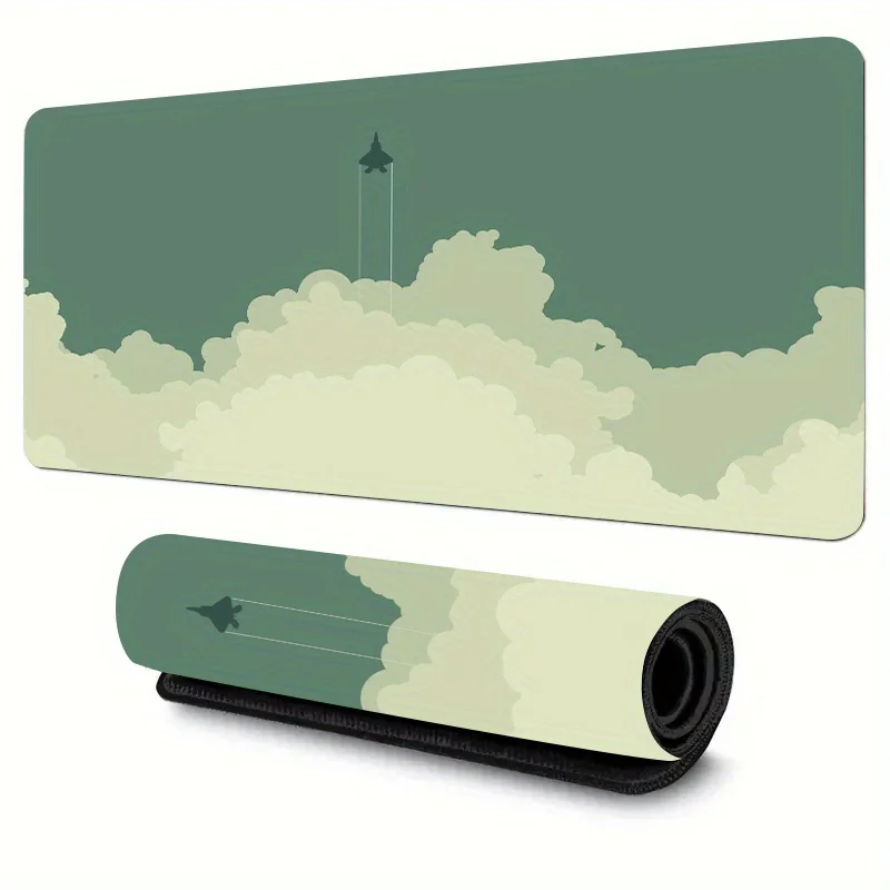 

Minimalist Jet Ascent Clouds Extended Desk Mouse Pad Durable Stitched Edges Non-Slip Rubber Mat for Gaming Office