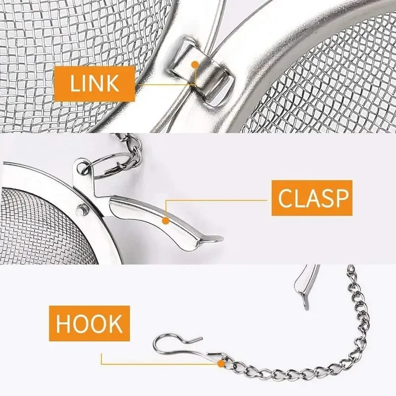 Mesh Tea Infuser Tea Steeper With Extended Chain Hook Tea Filter Diffuser For Loose Leaf Tea And Spices