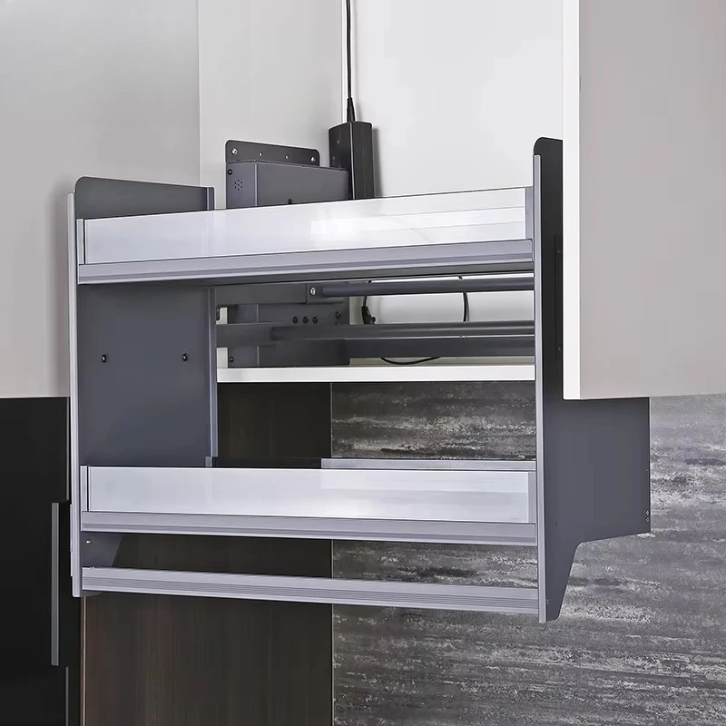 Kitchen Elevator System Tall Cabinet Lift up and Down Pull Basket Electric Kitchen Lifting Basket Aluminum Alloy Tempered Glass