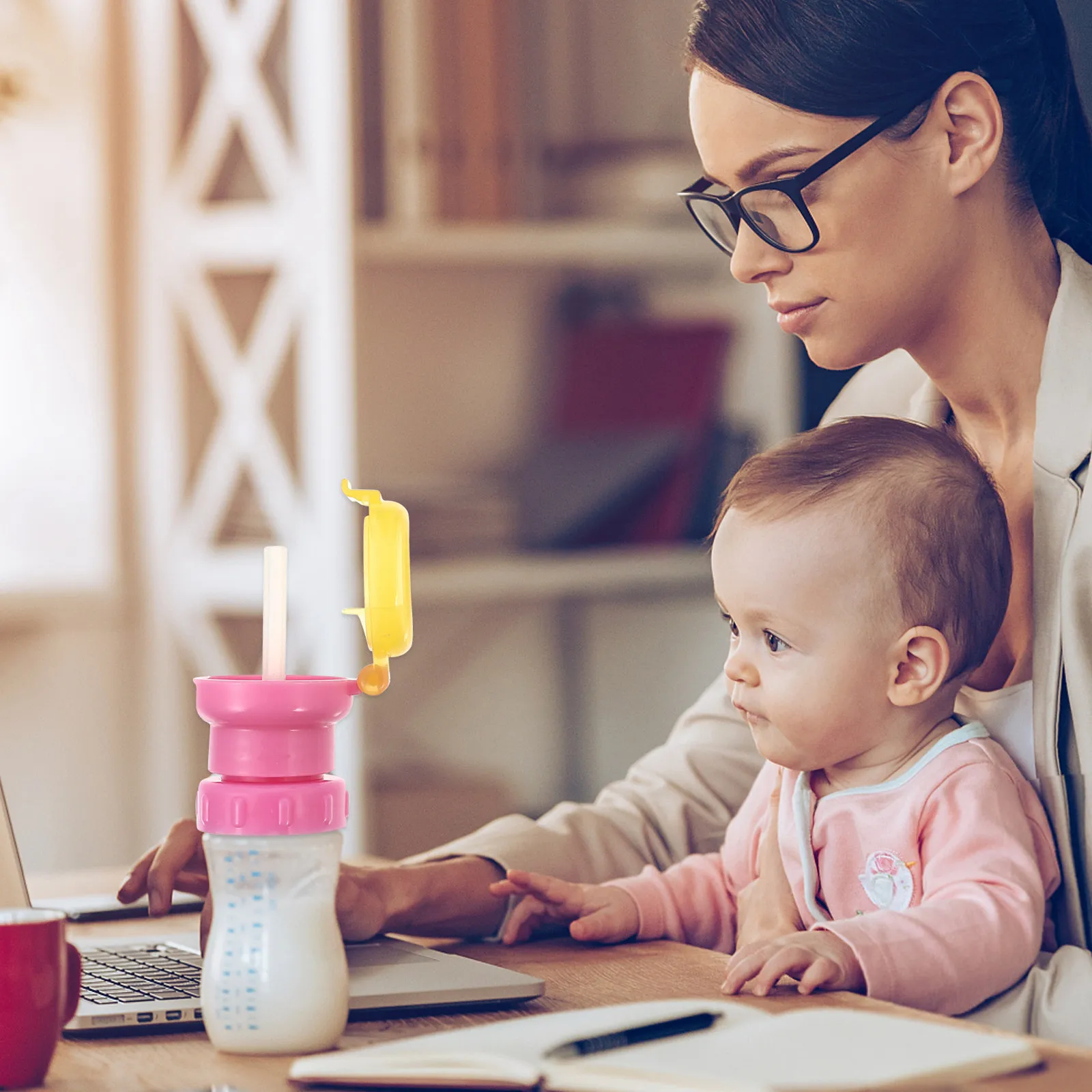 2Pcs Spill-Proof Sippy Cup Lid for Bottle Straw Cap Leak-Proof Vacuum Seal Bpa-Free Dishwasher Safe Creative Lock