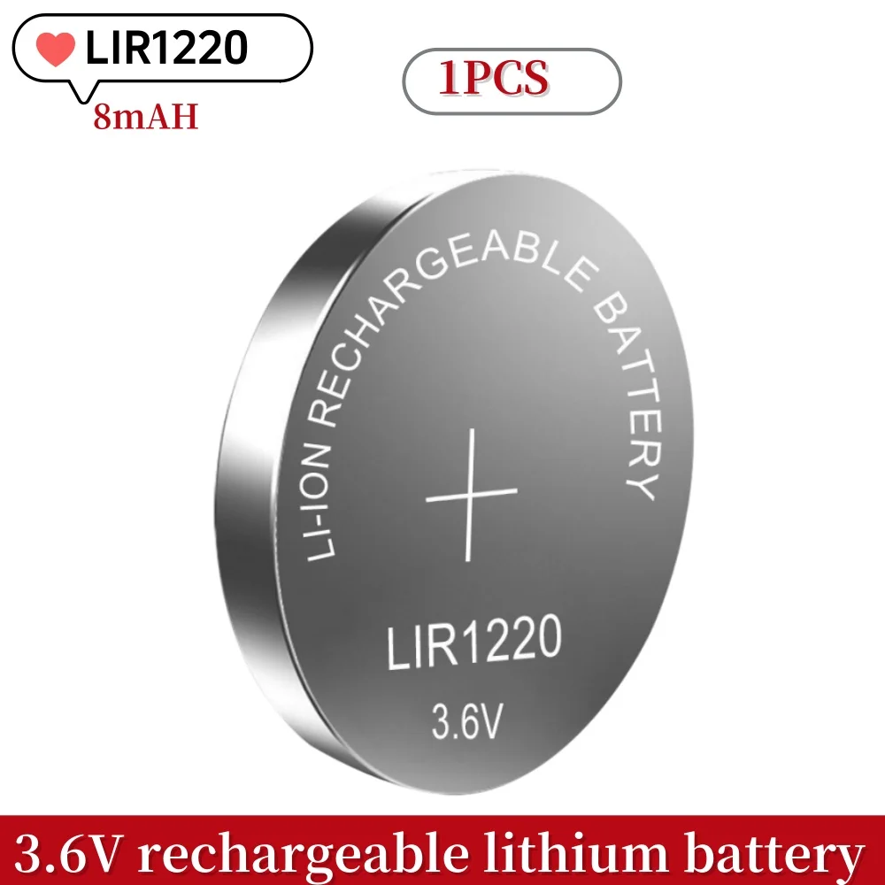 1-5PCS LIR1220 1220 3.6V Lithium Batteries charging Rechargeable Battery CR1220