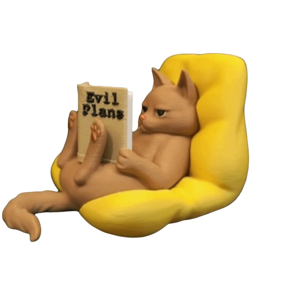 Cute 3D Printed Reading Cat Figurine Lazy Cat Pose Bookend Cat Statue Home Decoration Funny Cat Ornaments Bookshelf Decoration