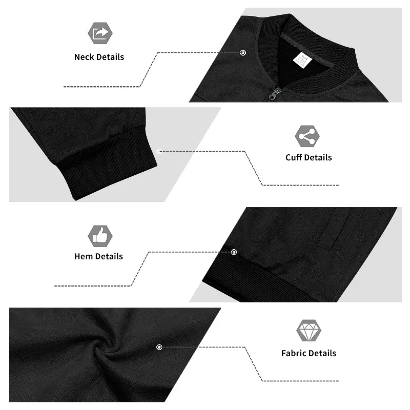 Herren Herbst- und Winter-Freizeitjacke in Übergröße aus Wildleder mit Reißverschluss und Stehkragen, Langarm – Detail 23