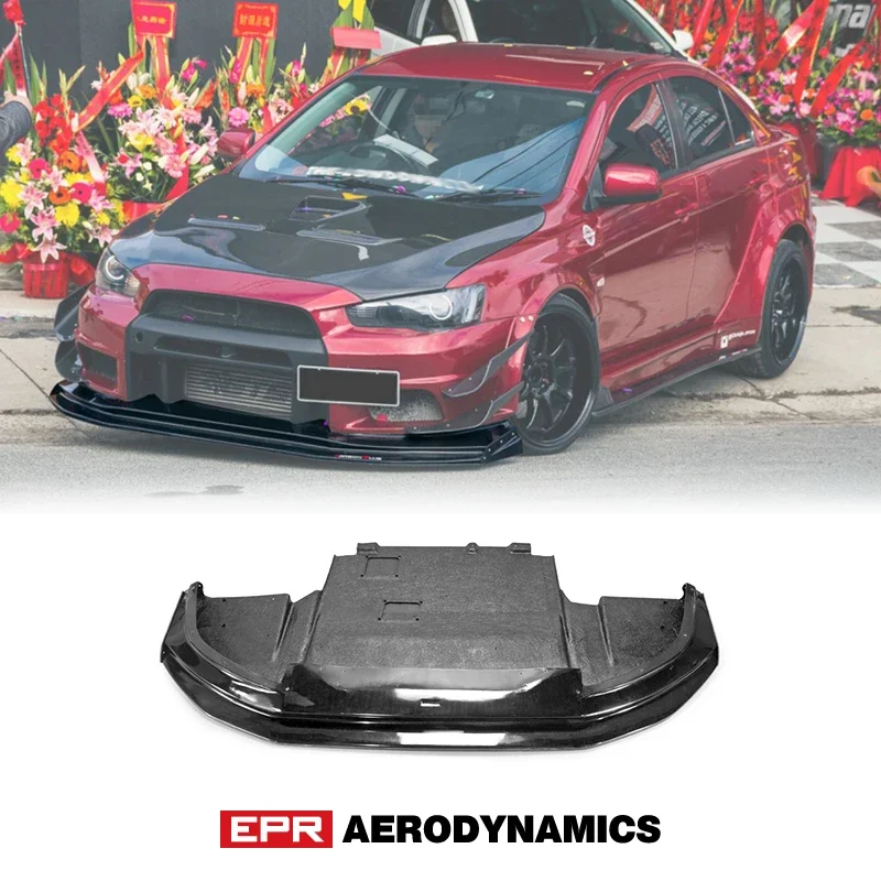 For Mitsubishi EVO 10 VRS Wide Ver. Style Fiberglass Front Lip With Diffuser FRP Fiber Glass Bumper Splitter With Undertray Kit