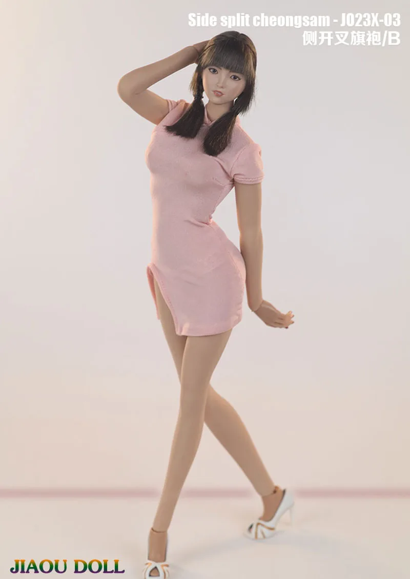 JO23X-03 1/6 Scale Female Side Split Short Cheongsam Clothes Model Fit 12'' TBL PH JO Soldier Action Figure Asian Body Dolls