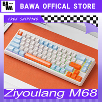 Ziyoulang M68 Keyboard 3modes 68keys Pbt Ball Cap Rainbow Mixed Light Long Battery Life Keyboard Customized For Esports Office